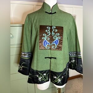 Hanfu Embroidered Green Jacket - Silhouette Inspired by Quing Dynasty NWOT